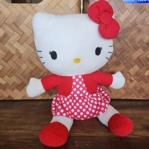 Sanrio‎ Hello Kitty Plush Red Bow 13" Polka Dot Dress Red Jacket Outfit 2012